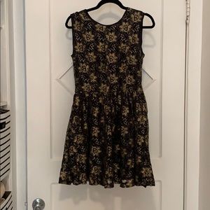 Navy blue fit and flare dress